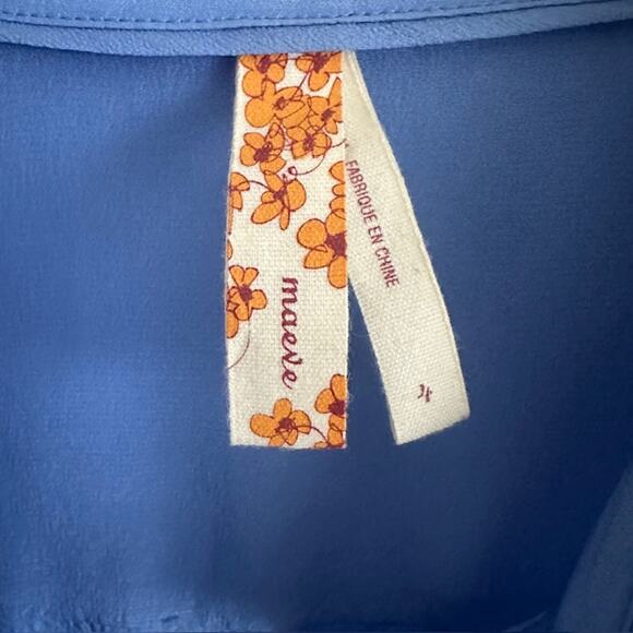 100% Silk Maeve By Anthropologie Button Down Cap Sleeve Blouse Size: 4 - Picture 4 of 7